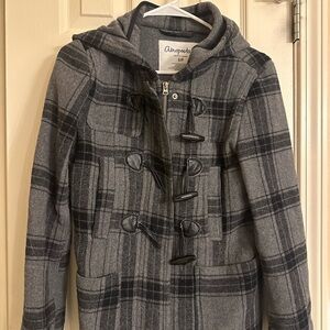 Aeropostale Gray Plaid Toggle Coat